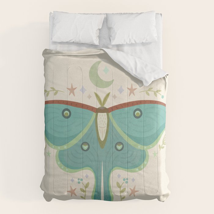 Luna Moth with Moon and Stars Comforter Gallery Image 1