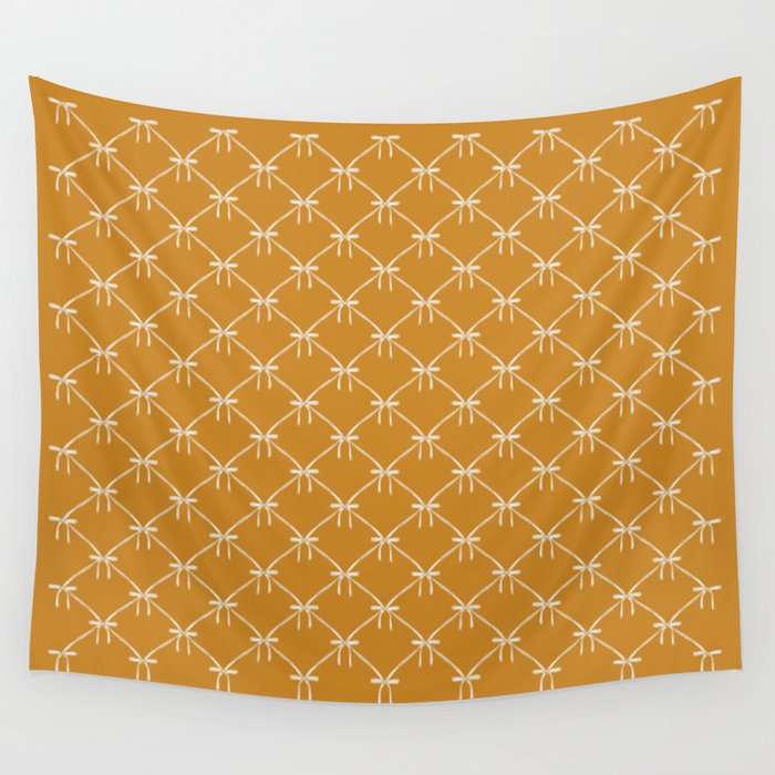 Bows & Ribbons Pattern XVIII Orange Wall Tapestry Gallery Image 1