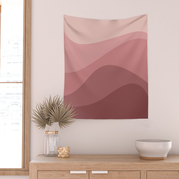 Abstract Color Waves - Pink Tones Wall Tapestry Gallery Image 2