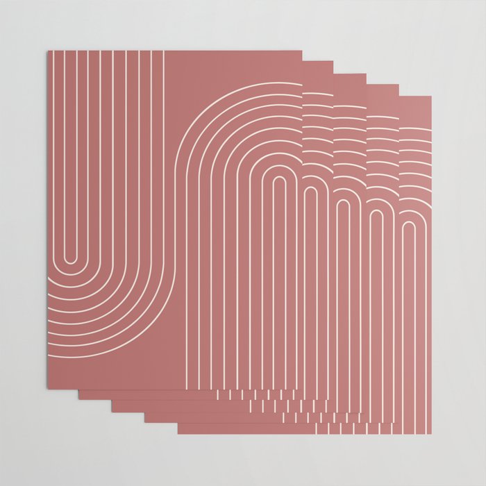 Minimal Line Curvature XXIX Rose Mid Century Modern Arch Abstract Wrapping Paper Gallery Image 3