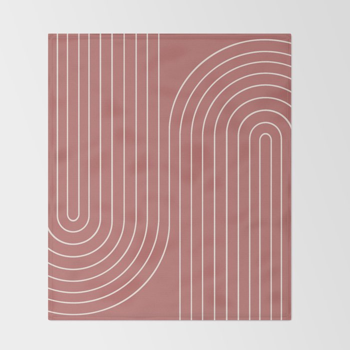 Minimal Line Curvature XXIX Rose Mid Century Modern Arch Abstract Throw Blanket Gallery Image 2