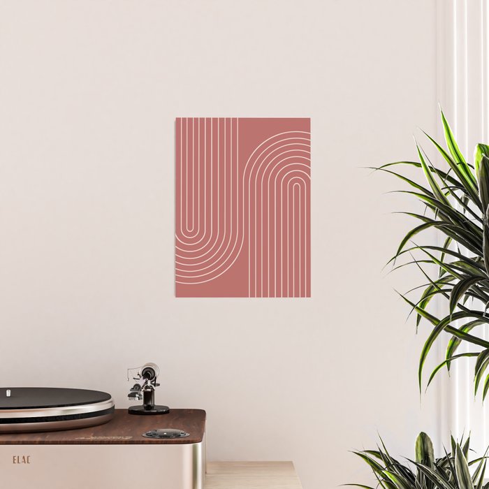 Minimal Line Curvature XXIX Rose Mid Century Modern Arch Abstract Poster Gallery Image 2