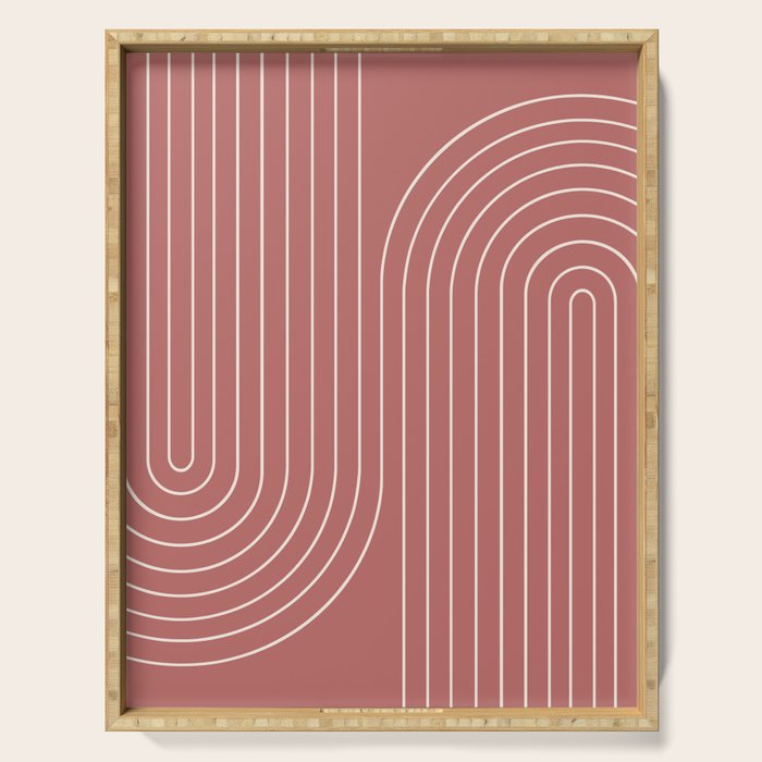 Minimal Line Curvature XXIX Rose Mid Century Modern Arch Abstract Serving Tray Gallery Image 1