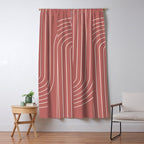 Minimal Line Curvature XXIX Rose Mid Century Modern Arch Abstract Window Curtain Gallery Image 5