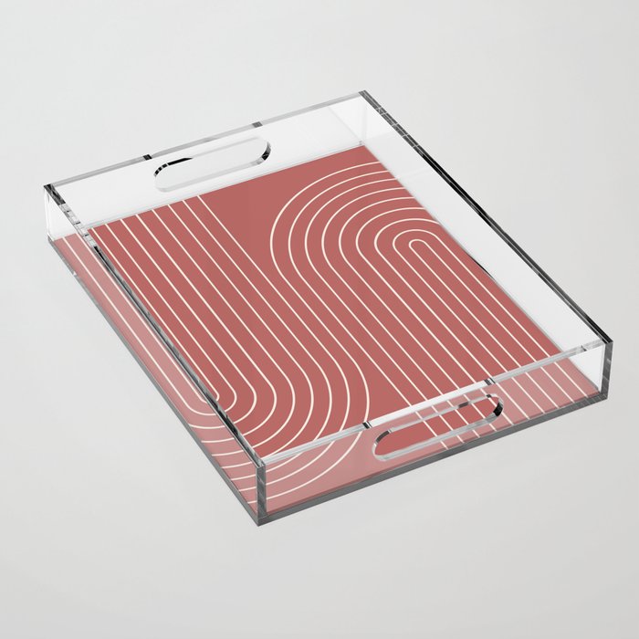 Minimal Line Curvature XXIX Rose Mid Century Modern Arch Abstract Acrylic Tray Gallery Image 1
