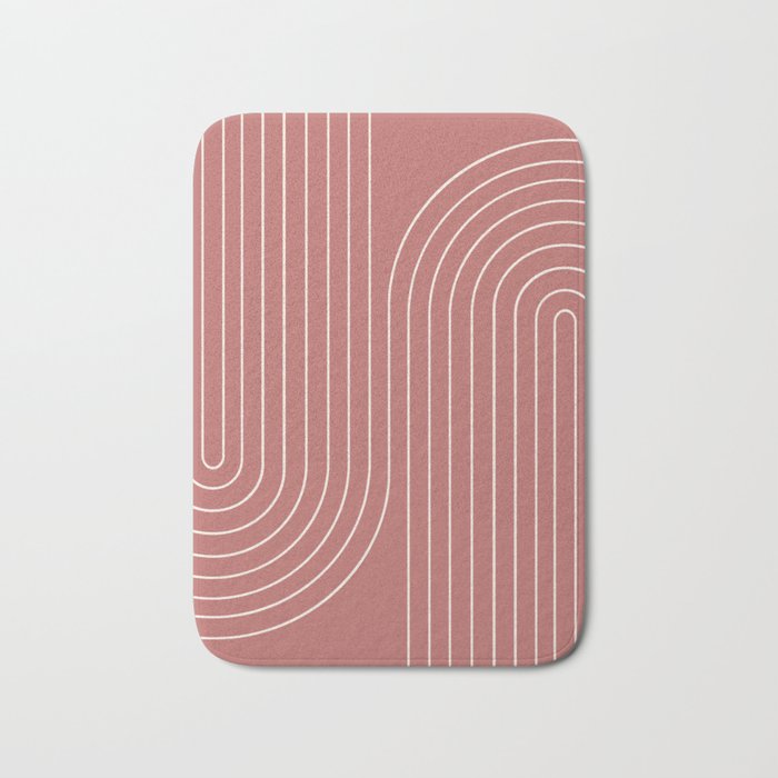Minimal Line Curvature XXIX Rose Mid Century Modern Arch Abstract Bath Mat Gallery Image 1