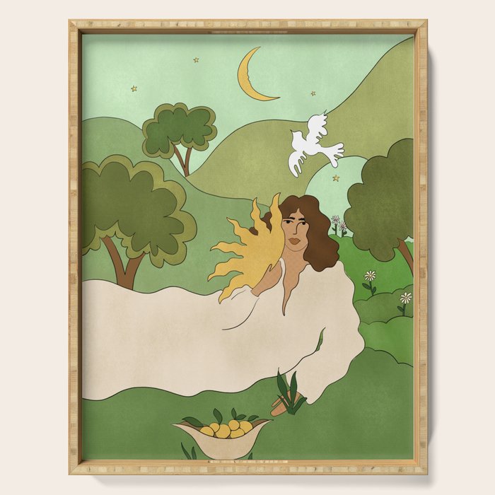 Sun in her hands Serving Tray Gallery Image 1