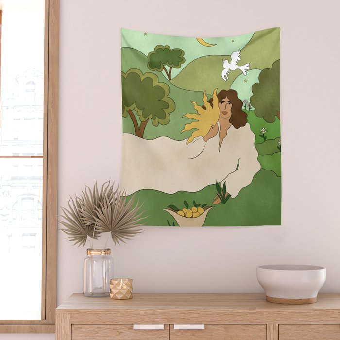 Sun in her hands Wall Tapestry Gallery Image 2