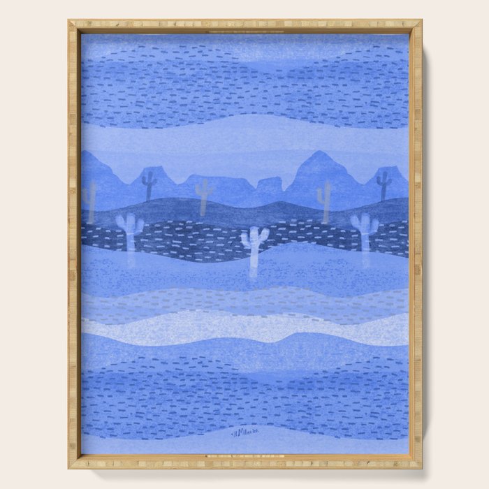 Vintage Western Desert Landscape in Night Blue Serving Tray Gallery Image 1