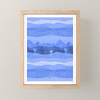 Vintage Western Desert Landscape in Night Blue Mini Art Print Gallery Image 1