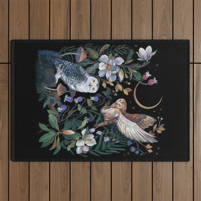 Owls Mushroom Magnolia Outdoor Rug Gallery Image 1
