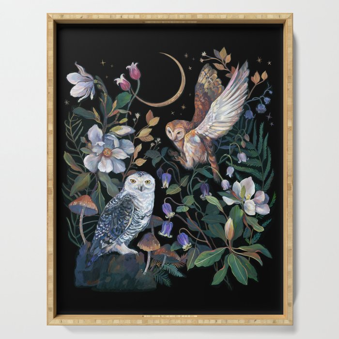 Owls Mushroom Magnolia Serving Tray Gallery Image 1