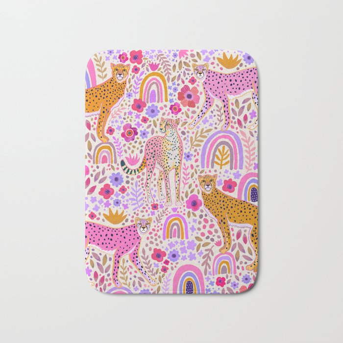 Cheetahs in a Rainbow Garden Lt. Bath Mat Gallery Image 1