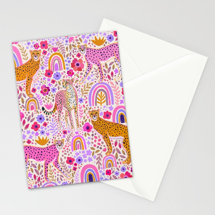 Cheetahs in a Rainbow Garden Lt. Stationery Card Gallery Image 2