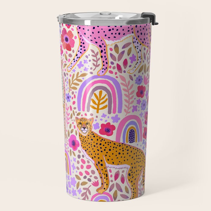 Cheetahs in a Rainbow Garden Lt. Travel Mug Gallery Image 2