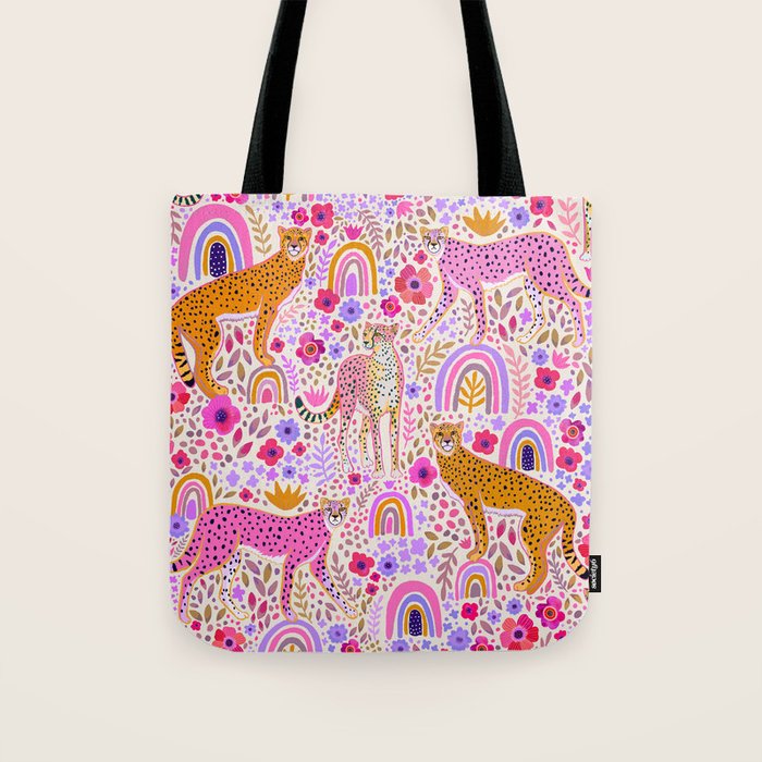 Cheetahs in a Rainbow Garden Lt. Tote Bag Gallery Image 1