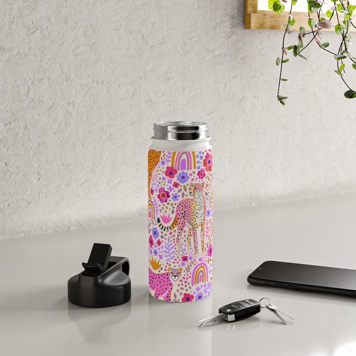 Cheetahs in a Rainbow Garden Lt. Water Bottle Gallery Image 4