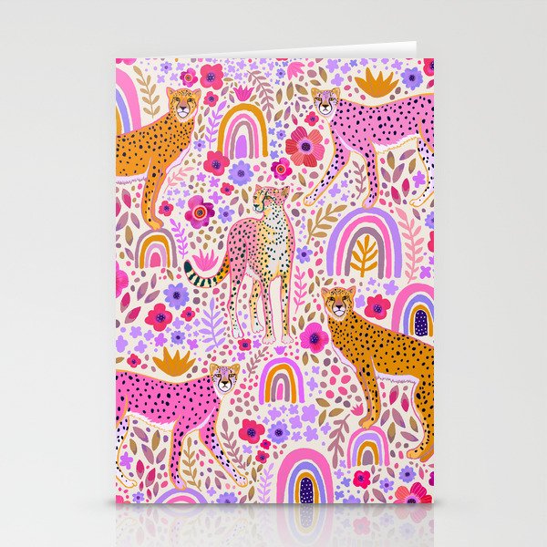Cheetahs in a Rainbow Garden Lt. Stationery Card Gallery Image 2