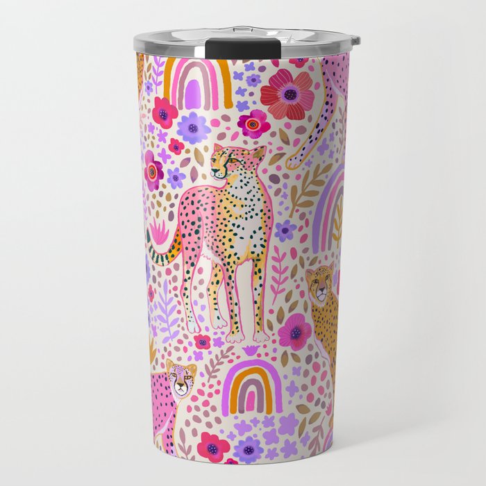 Cheetahs in a Rainbow Garden Lt. Travel Mug Gallery Image 1