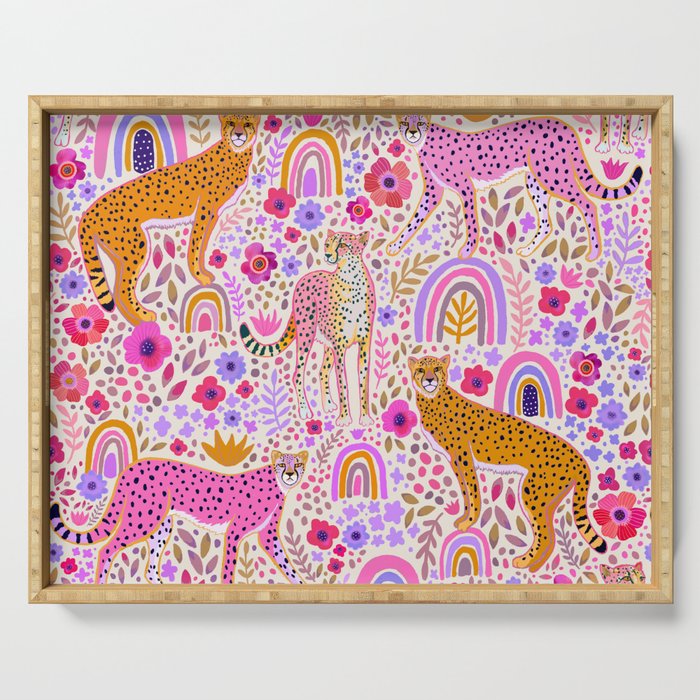 Cheetahs in a Rainbow Garden Lt. Serving Tray Gallery Image 1