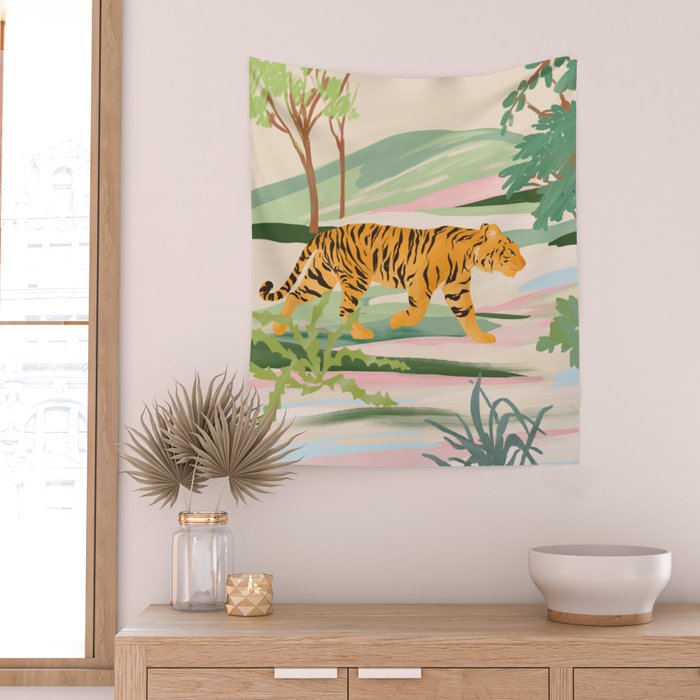 Walking Tiger Wall Tapestry Gallery Image 2