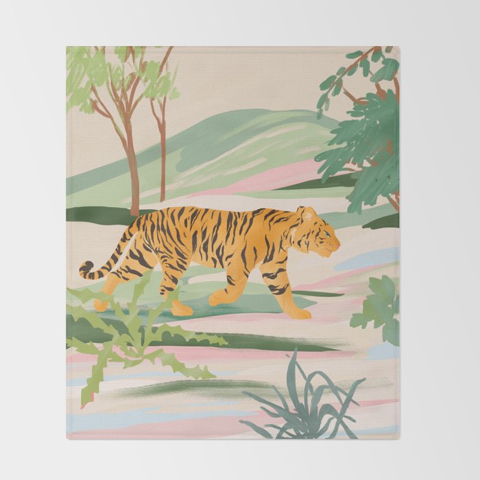 Walking Tiger Throw Blanket Gallery Image 2
