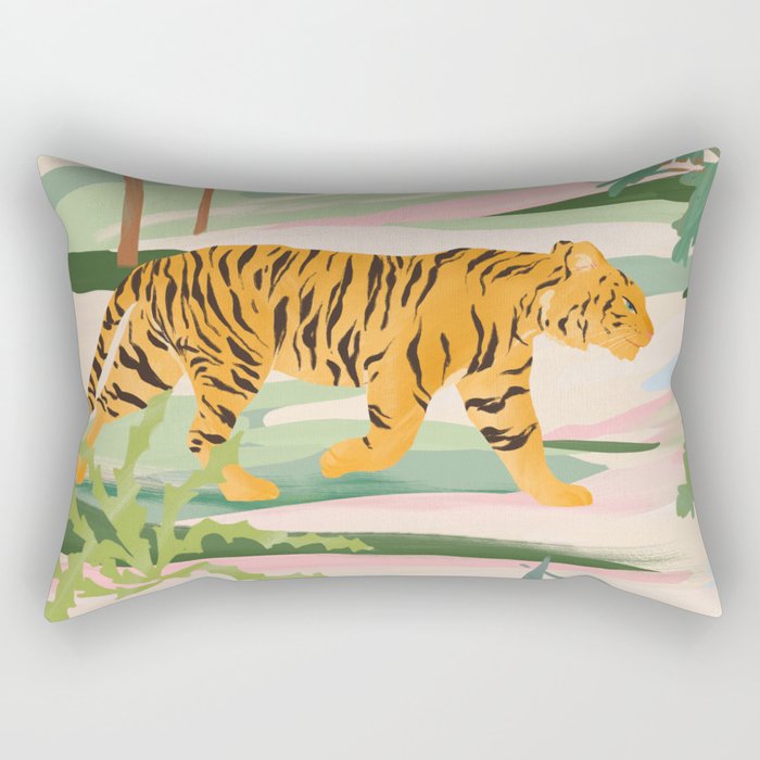Walking Tiger Rectangular Pillow Gallery Image 1