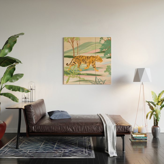 Walking Tiger Wood Wall Art Gallery Image 2