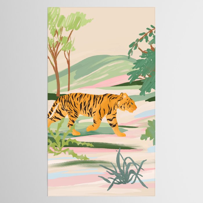 Walking Tiger Tablecloth Gallery Image 2