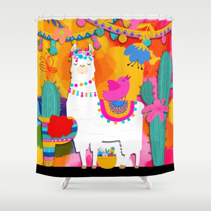 Fiesta Llama Shower Curtain Gallery Image 1