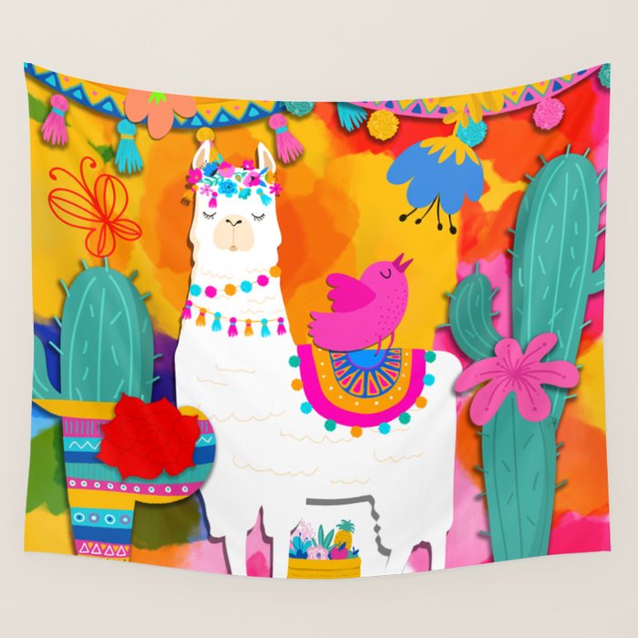 Fiesta Llama Wall Tapestry Gallery Image 4