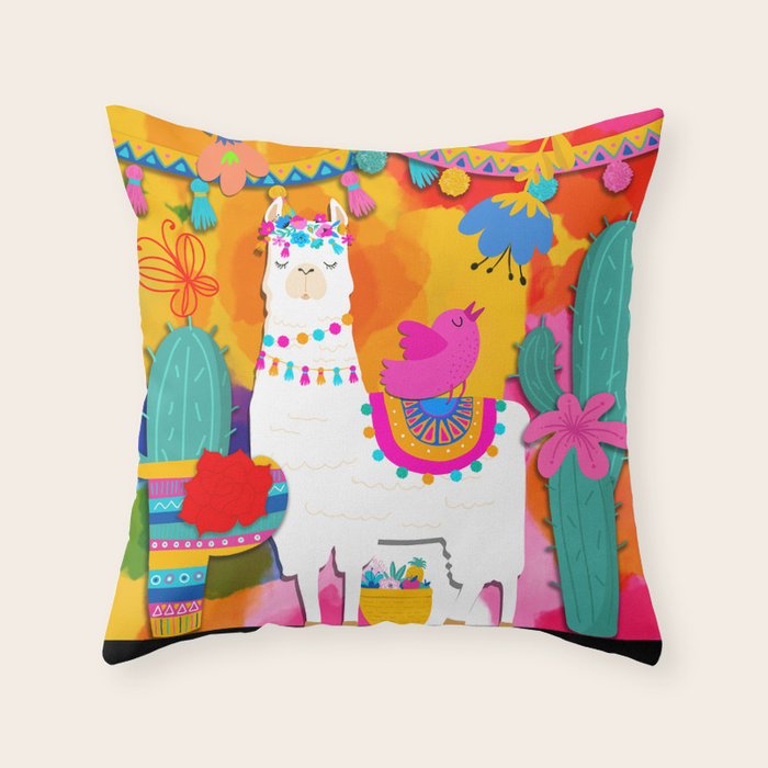 Fiesta Llama Throw Pillow Gallery Image 6