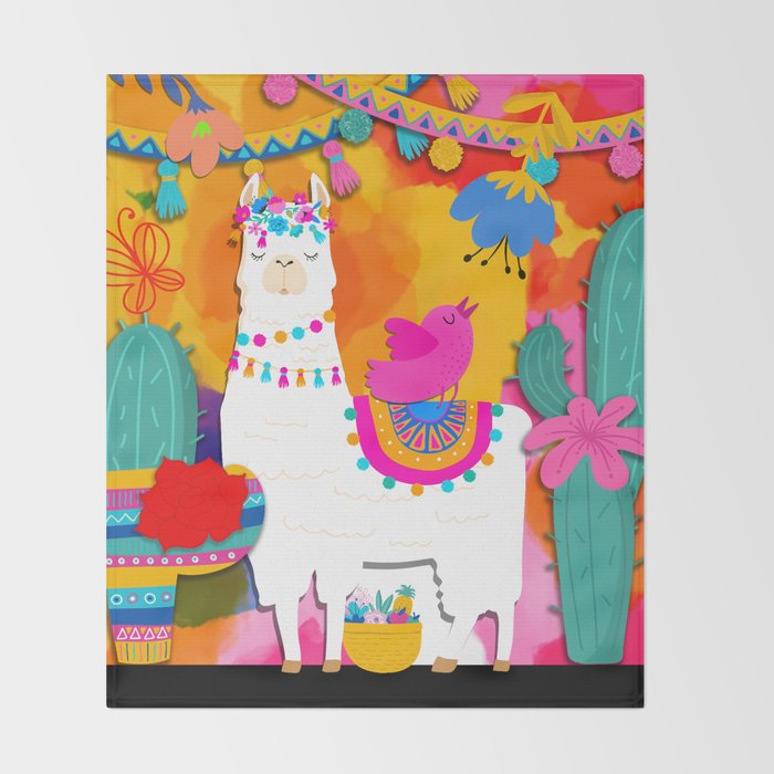 Fiesta Llama Throw Blanket Gallery Image 2