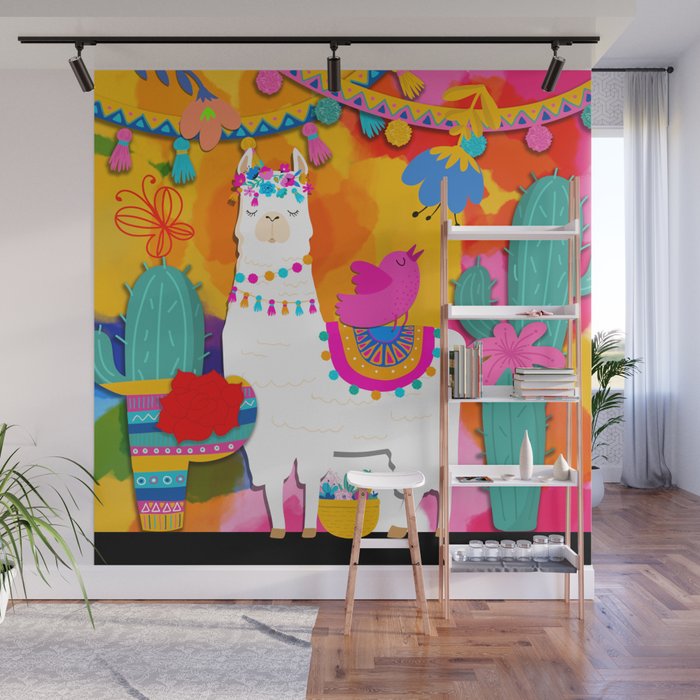 Fiesta Llama Wall Mural Gallery Image 1