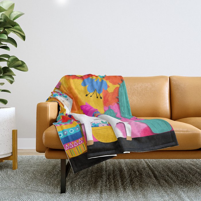 Fiesta Llama Throw Blanket Gallery Image 1