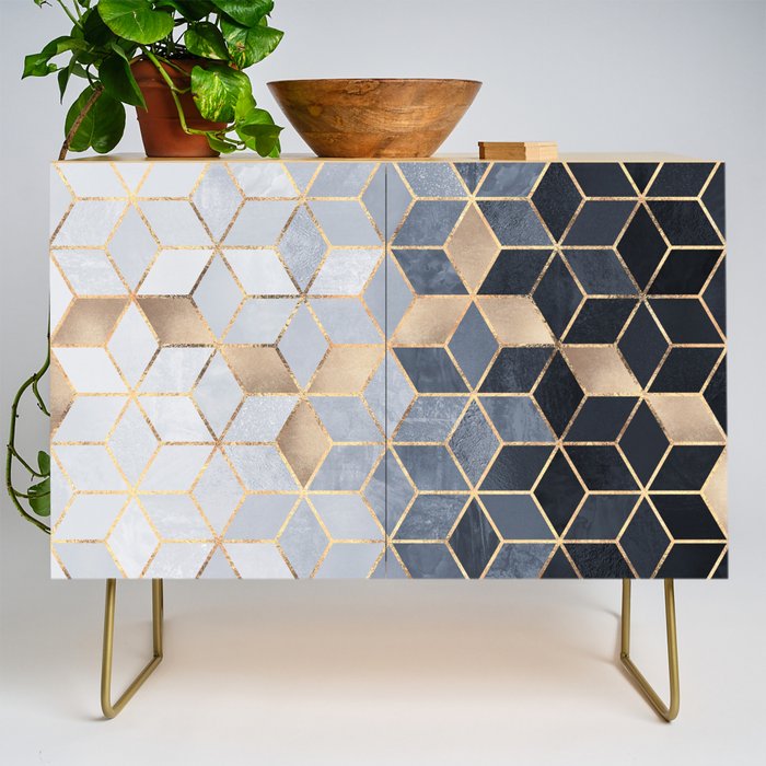 Soft Blue Gradient Cubes Credenza Gallery Image 1