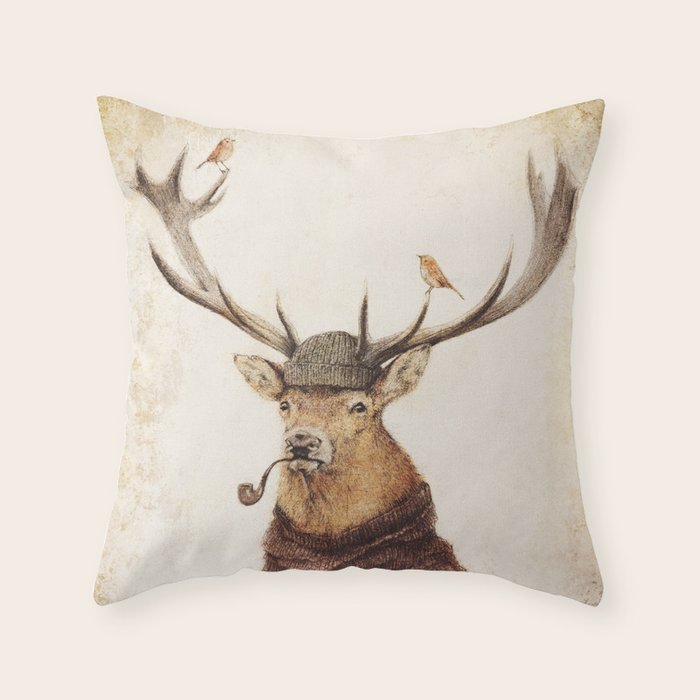 Thinking Wild Throw Pillow Gallery Image 1