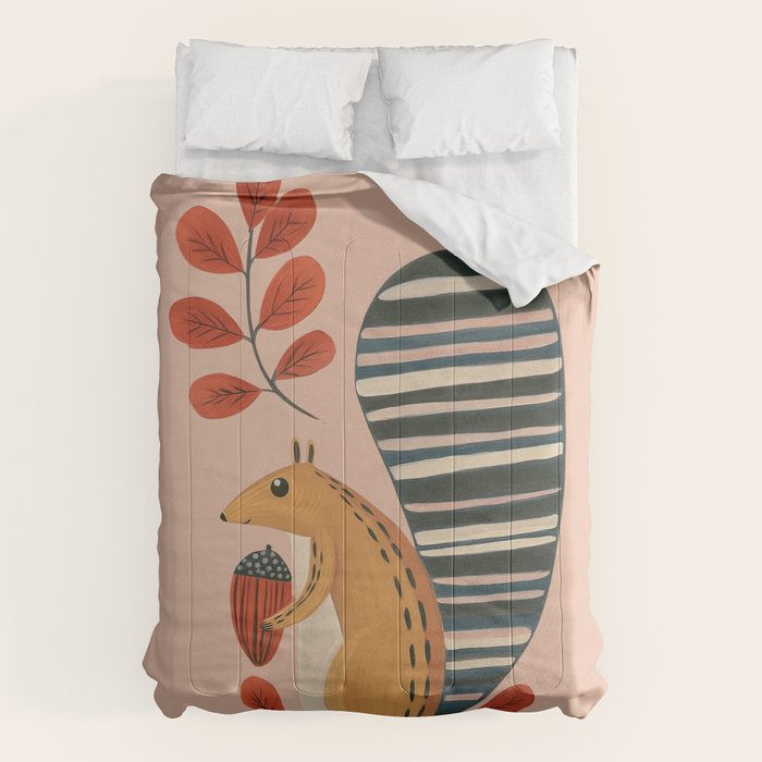 Squirrel in a Pink Autumn Comforter Gallery Image 1
