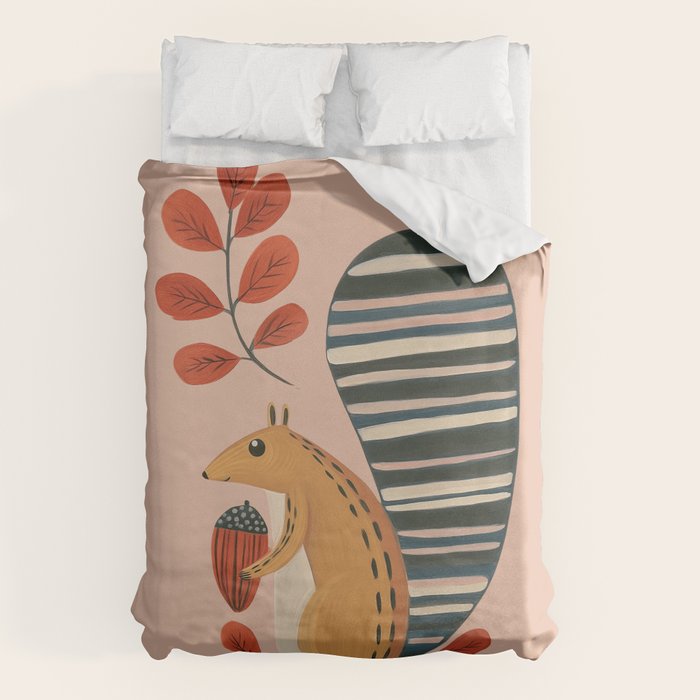 Squirrel in a Pink Autumn Duvet Cover Gallery Image 6