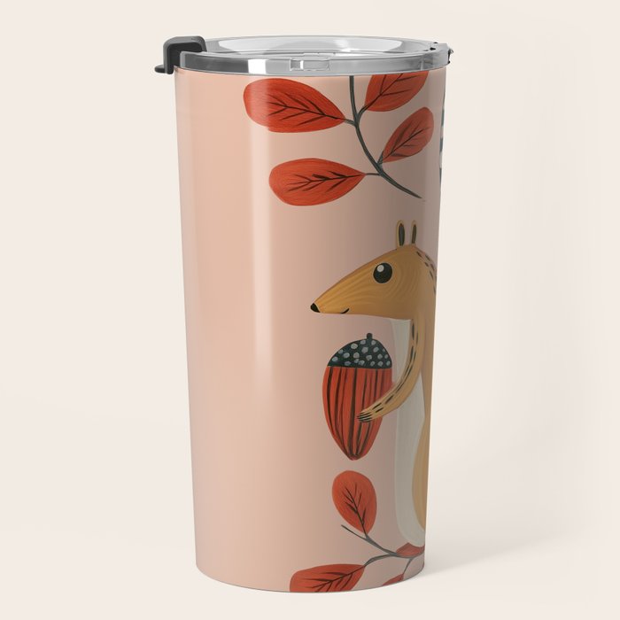 Squirrel in a Pink Autumn Travel Mug Gallery Image 3