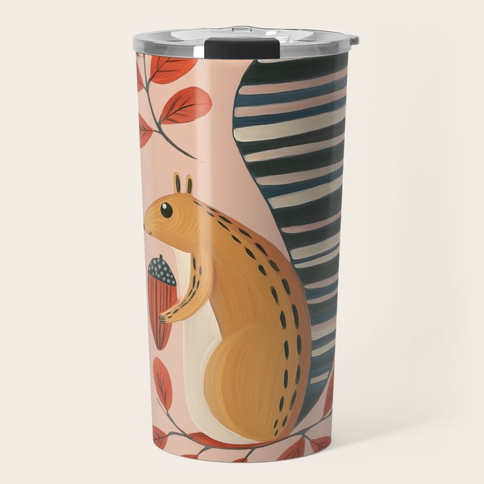 Squirrel in a Pink Autumn Travel Mug Gallery Image 1