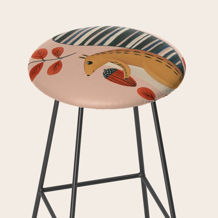 Squirrel in a Pink Autumn Stool Gallery Image 2