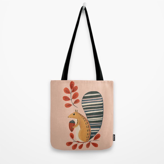 Squirrel in a Pink Autumn Tote Bag Gallery Image 2