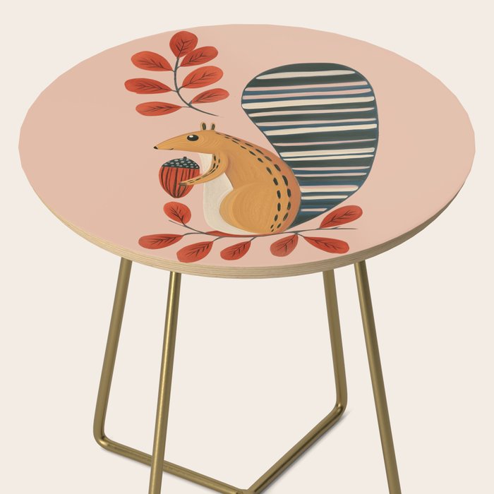 Squirrel in a Pink Autumn Side Table Gallery Image 2
