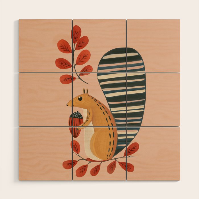 Squirrel in a Pink Autumn Wood Wall Art Gallery Image 1