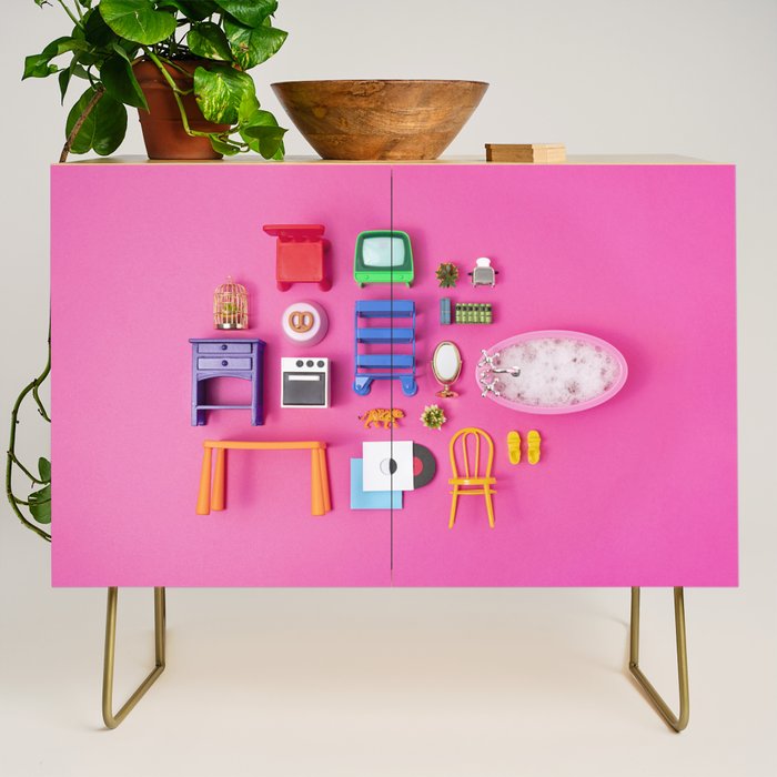 Dollhouse inventory / pink Credenza Gallery Image 1