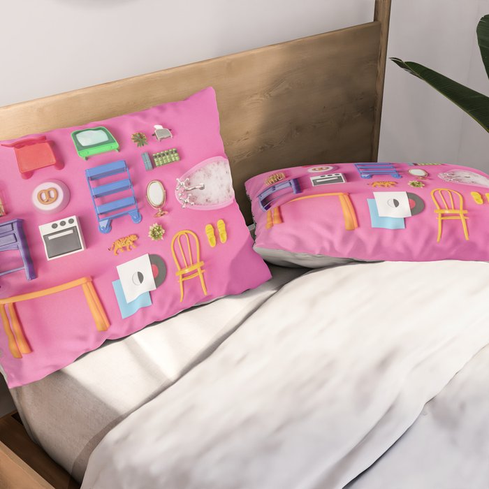 Dollhouse inventory / pink Pillow Sham Gallery Image 2