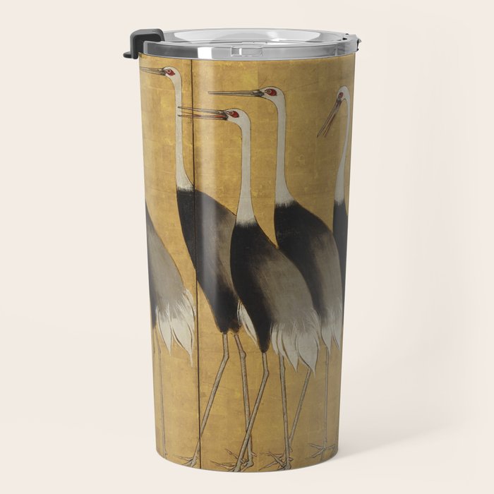 Red Crowned Cranes Vintage Japanese Nature Art Travel Mug Gallery Image 3