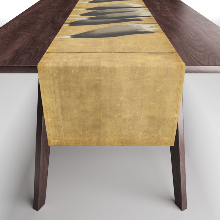 Red Crowned Cranes Vintage Japanese Nature Art Table Runner Gallery Image 1