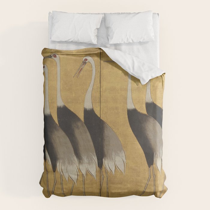 Red Crowned Cranes Vintage Japanese Nature Art Duvet Cover Gallery Image 6